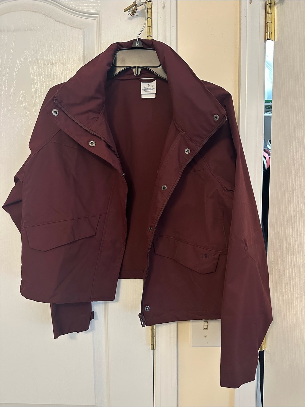 Maroon Cropped Champion Jacket